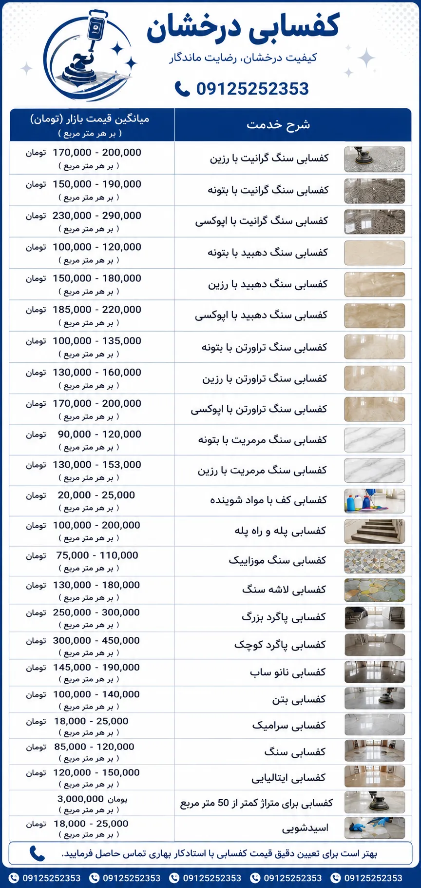 قیمت کف سابی - هزینه ساب سنگ - قیمت کف سابی سنگ